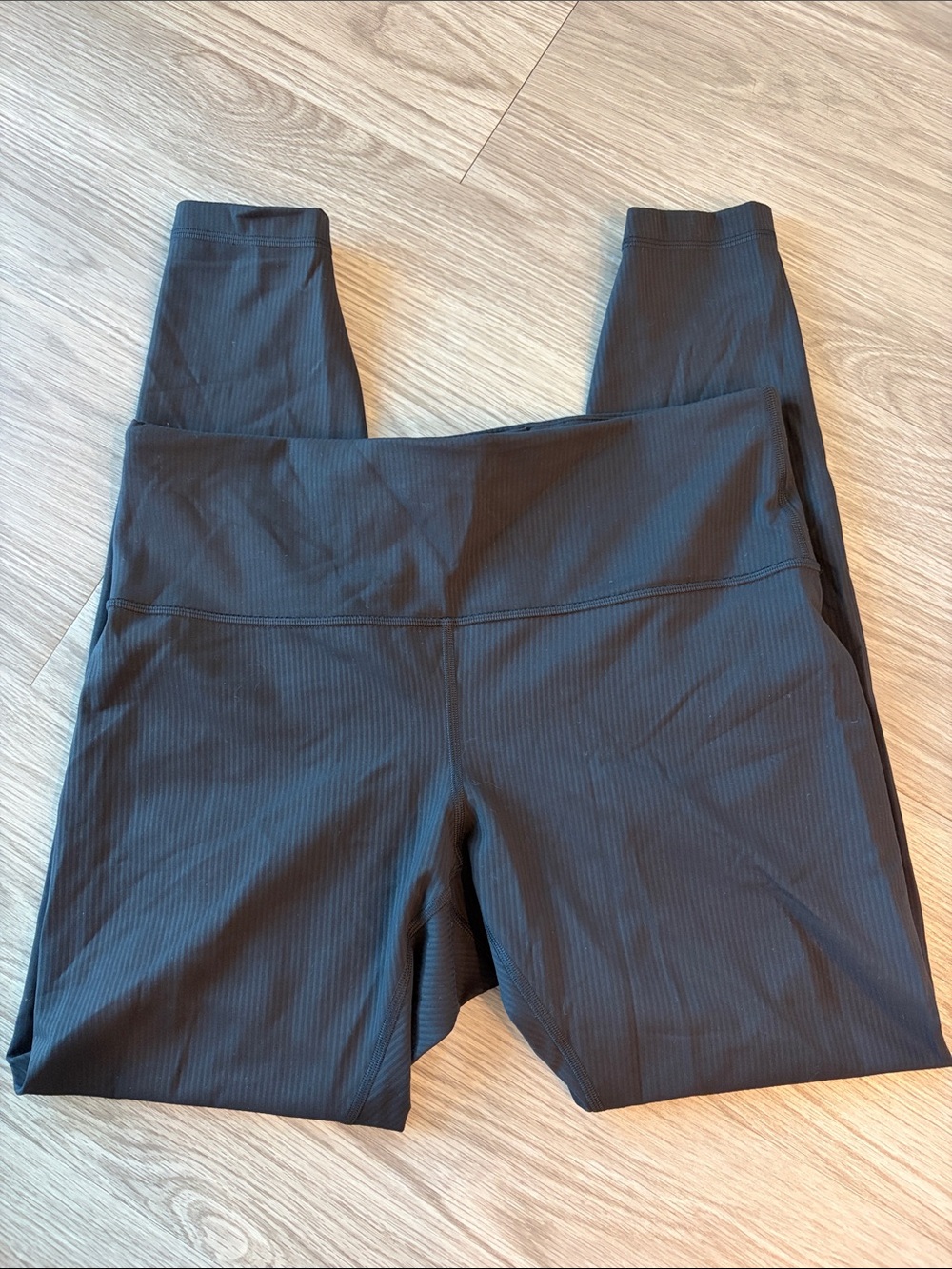 Black Ribbed High-Waist Leggings